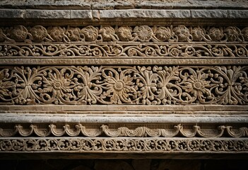 A stone carving on the side of a building.