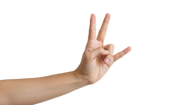 Hand Showing Rock and Roll Sign on White Background for Communication
