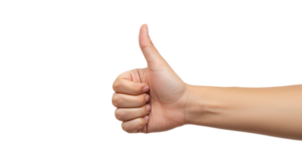 Hand Giving Thumbs Up Sign on White Background for Approval Concept