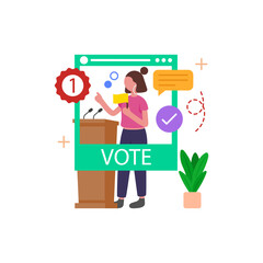 Celebrating Female Election Victory Vector Illustration