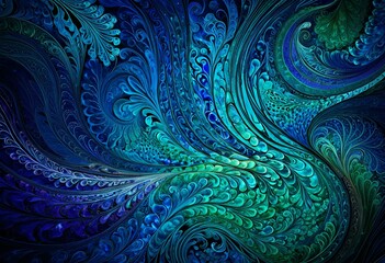 A computer generated image of a blue and green spiral design.