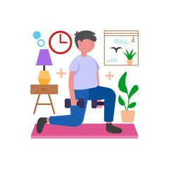 Intense Strength Training Workout Vector Illustration