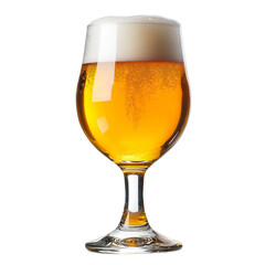 low angle side view of a chilled IPA beer in a glass, ready to drink

