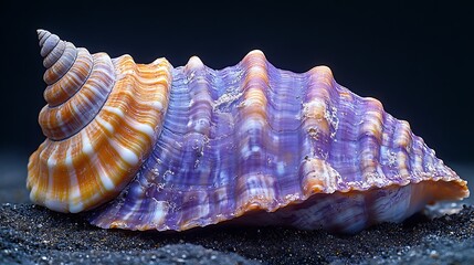 Beautiful glowing seashell with purple and orange hues image