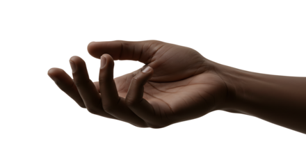 Open human hand offering support against white background in studio