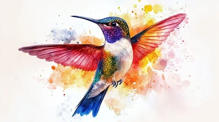 Hummingbird watercolor illustration