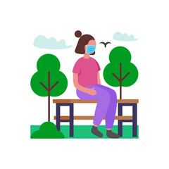 Protective Face Mask Wearing Vector Illustration