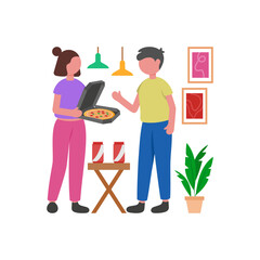 Savoring Delicious Food Experience Vector Illustration