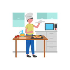 Artisan Pizza Making Process Vector Illustration