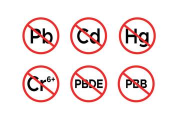 Hazardous substances restriction symbols sheet for compliant product labeling