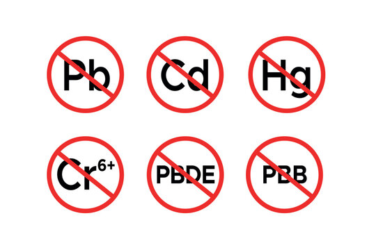 Hazardous substances restriction symbols sheet for compliant product labeling