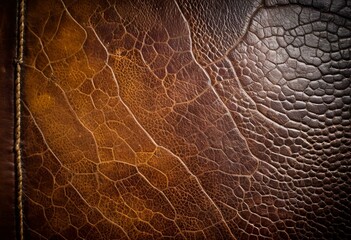 A close up of a brown leather texture.