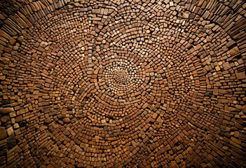 A circular mosaic in the ceiling of a building.