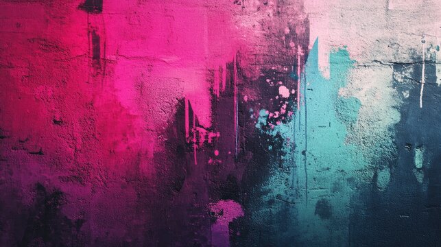 Abstract Wall Art with Vibrant Pink and Blue Graffiti Style