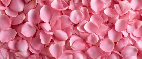 Obraz premium Beautiful pink rose petals scattered evenly across a surface creating a soft and romantic atmosphere