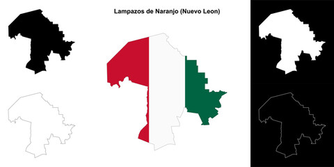 Lampazos de Naranjo municipality (Nuevo Leon) outline map set