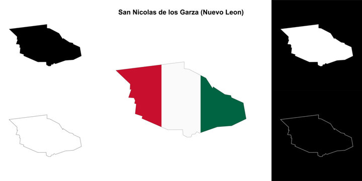 San Nicolas de los Garza municipality (Nuevo Leon) outline map set