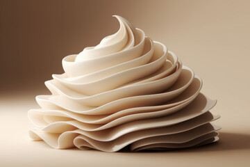 Elegant Creamy Sculpture of Whipped Cream Layers in Soft Neutral Tones