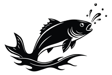 fish jumping out of the water, silhouette.