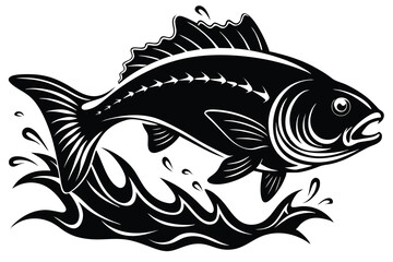 fish jumping out of the water, silhouette.