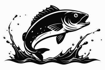 fish jumping out of the water, silhouette.