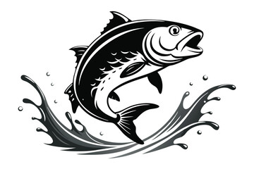 fish jumping out of the water, silhouette.