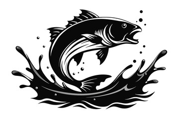 fish jumping out of the water, silhouette.