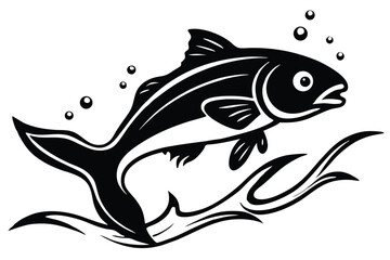 fish jumping out of the water, silhouette.