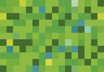 Abstract green grass pixelated gradient background. Trendy mosaic vector grass texture. Pixel abstract green pattern. Geometric horizontal backdrop. Abstract square pixels meadow background