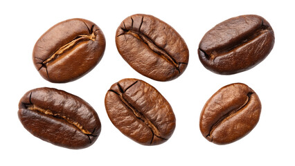 Obraz premium Coffee Beans in Mid-Air with White Background