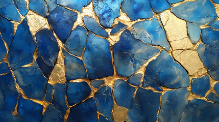 Cracked textured surface with blue and gold hues, suggesting decay and age. Dimensional Decay. Illustration