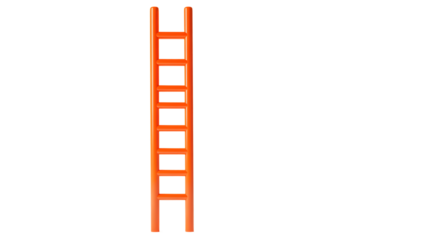 A vibrant orange ladder standing tall against a black background ideal for concepts of progres