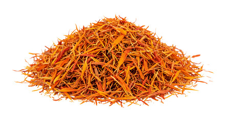 Naklejka premium Pile of Saffron Threads Close Up on White Background Cooking Ingredient