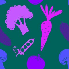 Cartoon food seamless vegetables pattern for wrapping paper and fabrics and linens and kids clothes print