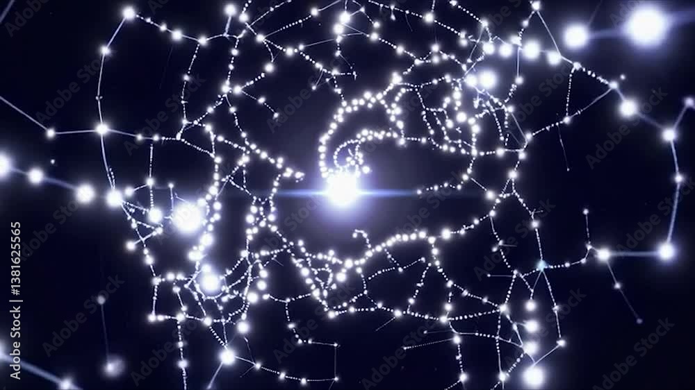 Poster dynamic network nodes forming intricate, glowing connections representing digital data flow and tech