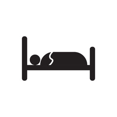 Sleeping bed silhouette symbol vector illustration. Hotel symbol, apartment, bedroom icon, bed time symbol design illustration. 