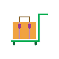 Suitcase train flat icon vector illustration. Summer holiday icon theme, vacation symbol element design illustration. 