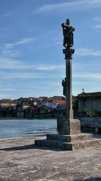 Combarro, horreos and stone crosses overlooking peaceful water in galicia, spain