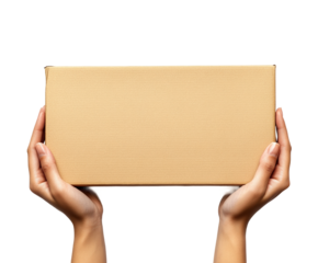 Receiving a package home delivery isolated on transparent background, png