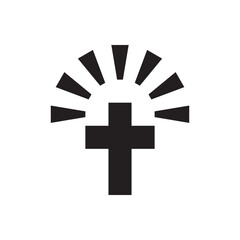 Obraz premium Vector illustration of shining cross silhouette flat icon, church symbol element vector illustration. 