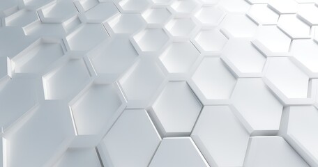 3d render of white abstract background with hexagon pattern