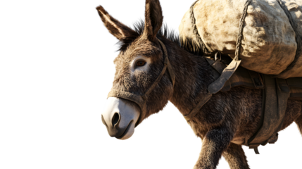 Donkey carrying a heavy load animal burden working animal transportation rural scene rusti