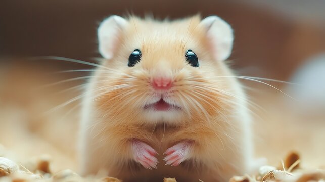 Cute hamster with fluffy white fur and expressive eyes picture