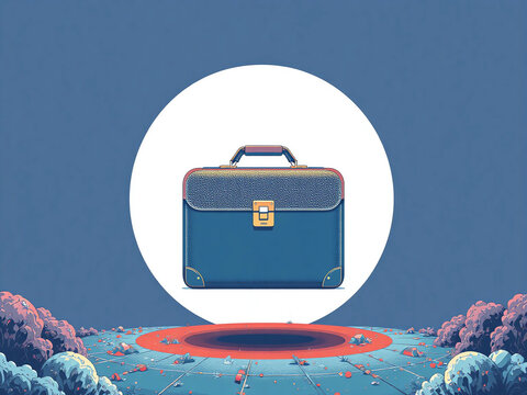 Aktentasche in postapokalyptischer Landschaft