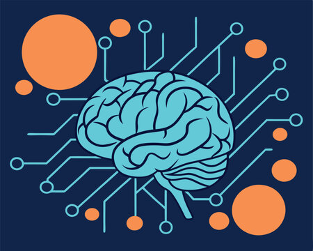 Artificial Intelligence Brain: Digital Neural Network and Machine Learning Concept.