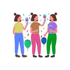 Fototapeta premium Fun Girls Only Celebration Together Flat Vector Illustration
