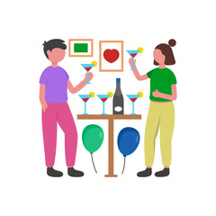 Fototapeta premium Sophisticated Drinks and Social Gathering Flat Vector Illustration