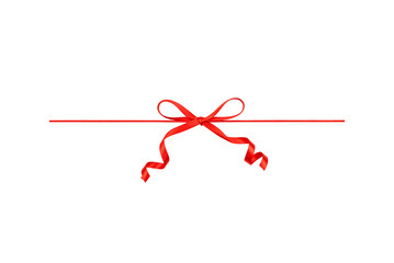 Elegant red ribbon bow tied on a thin line against a stark black background perfect for gift wrapping ideas holiday designs and minimalist aesthetic projects Simple yet AI Generative