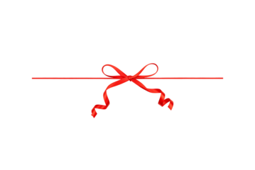 Elegant red ribbon bow tied on a thin line against a stark black background perfect for gift wrapping ideas holiday designs and minimalist aesthetic projects Simple yet AI Generative