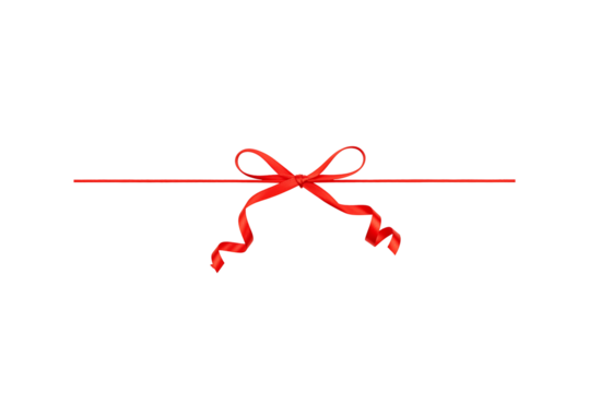 Elegant red ribbon bow tied on a thin line against a stark black background perfect for gift wrapping ideas holiday designs and minimalist aesthetic projects Simple yet AI Generative